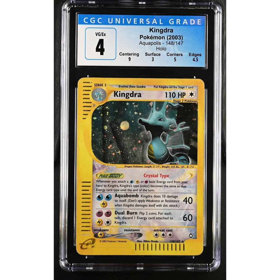 Pokemon Aquapolis Kingdra 148/147 CGC 4 Subgrades 9 3 5 4.5 (1 of 3)