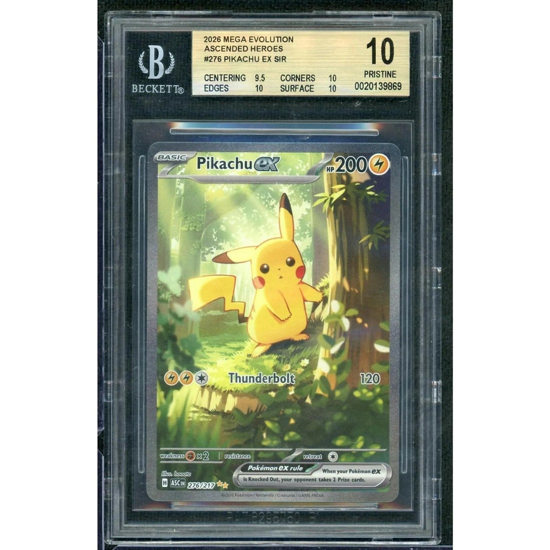 2026 Pokemon Ascended Heroes Pikachu EX Special Illustration Rare #276 BGS 10 (1 of 3)
