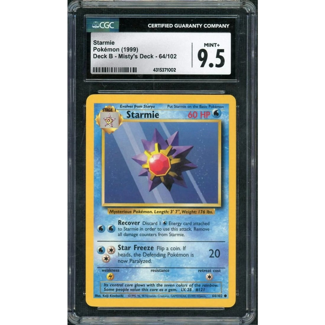 1999 Pokemon Deck B Misty's Deck Starmie 64/102 CGC 9.5 (1 of 3)