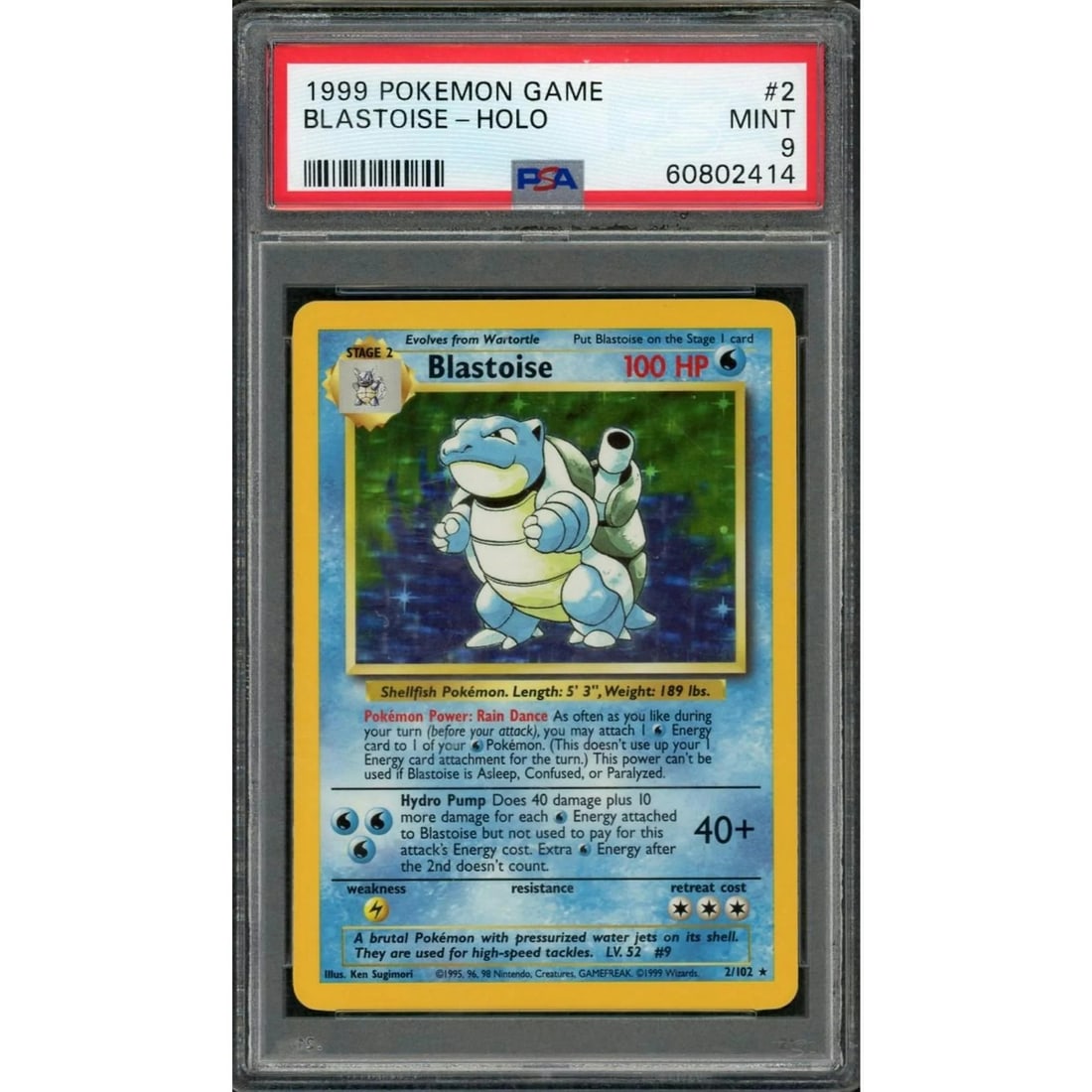 1999 Pokemon Base Set Blastoise Holo #2 PSA 9 (1 of 3)
