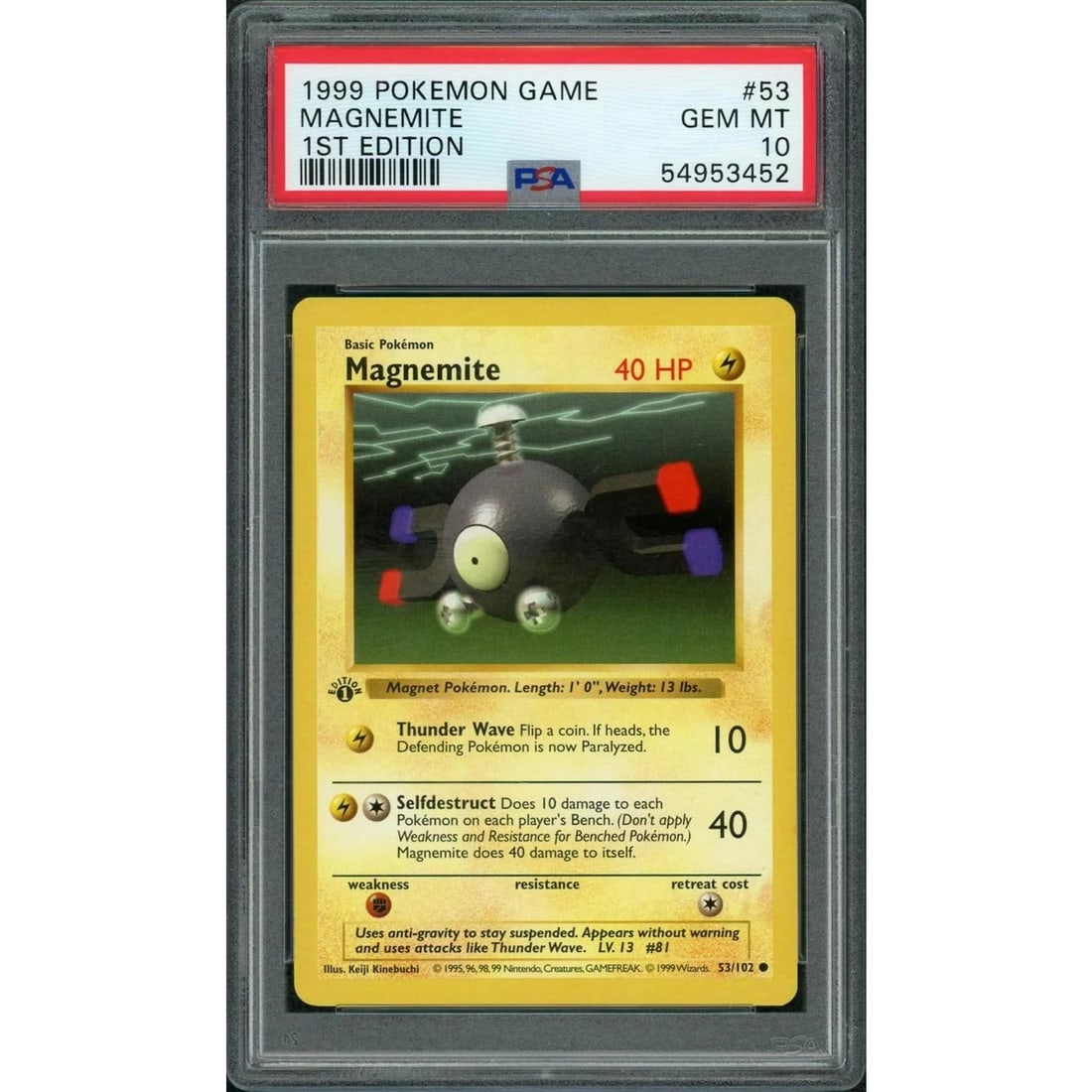 1999 Pokemon Base Set Magnemite 1st Edition #53 PSA 10 (1 of 3)