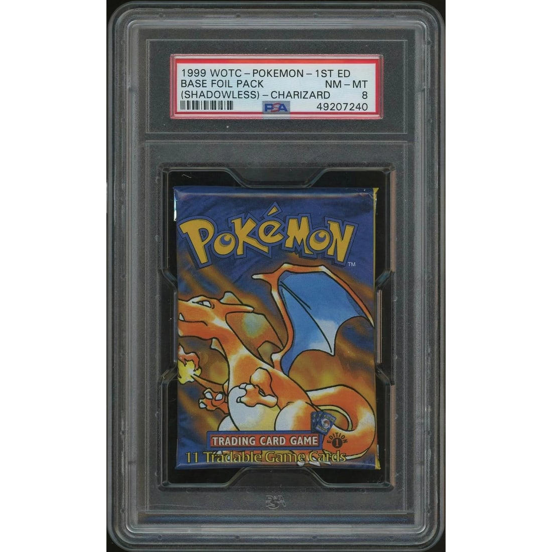Pokemon Base Set 1st Edition Shadowless Booster Pack Charizard Art Graded PSA 8 *240 (1 of 3)