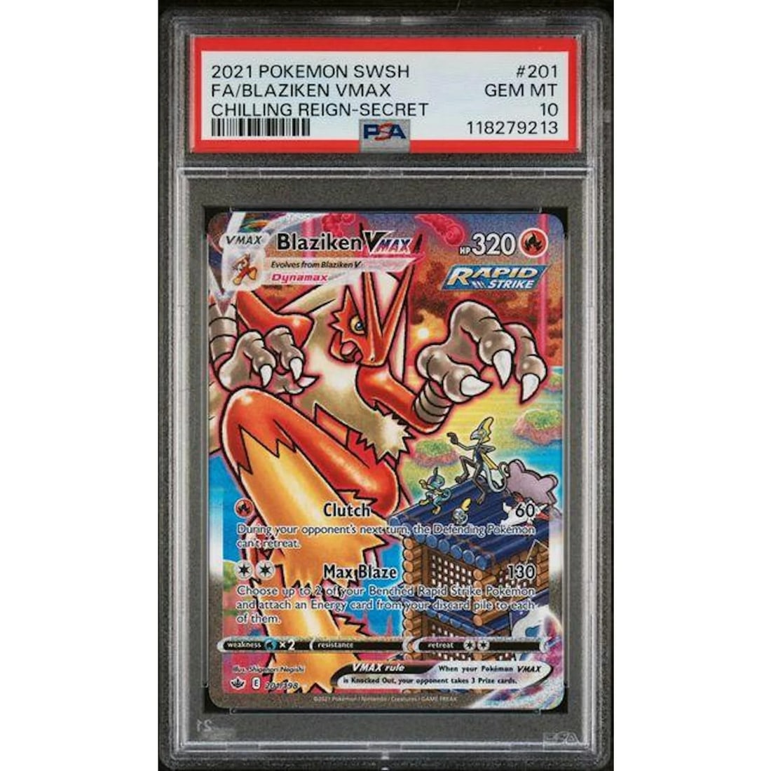 2021 Pokemon Chilling Reign Blaziken VMax Secret #201 PSA 10 (1 of 3)