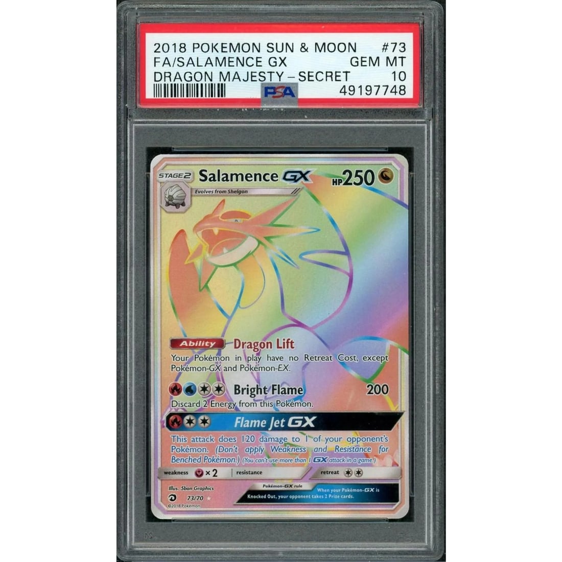2018 Pokemon Dragon Majesty Salamence GX Secret #73 PSA 10 (1 of 3)