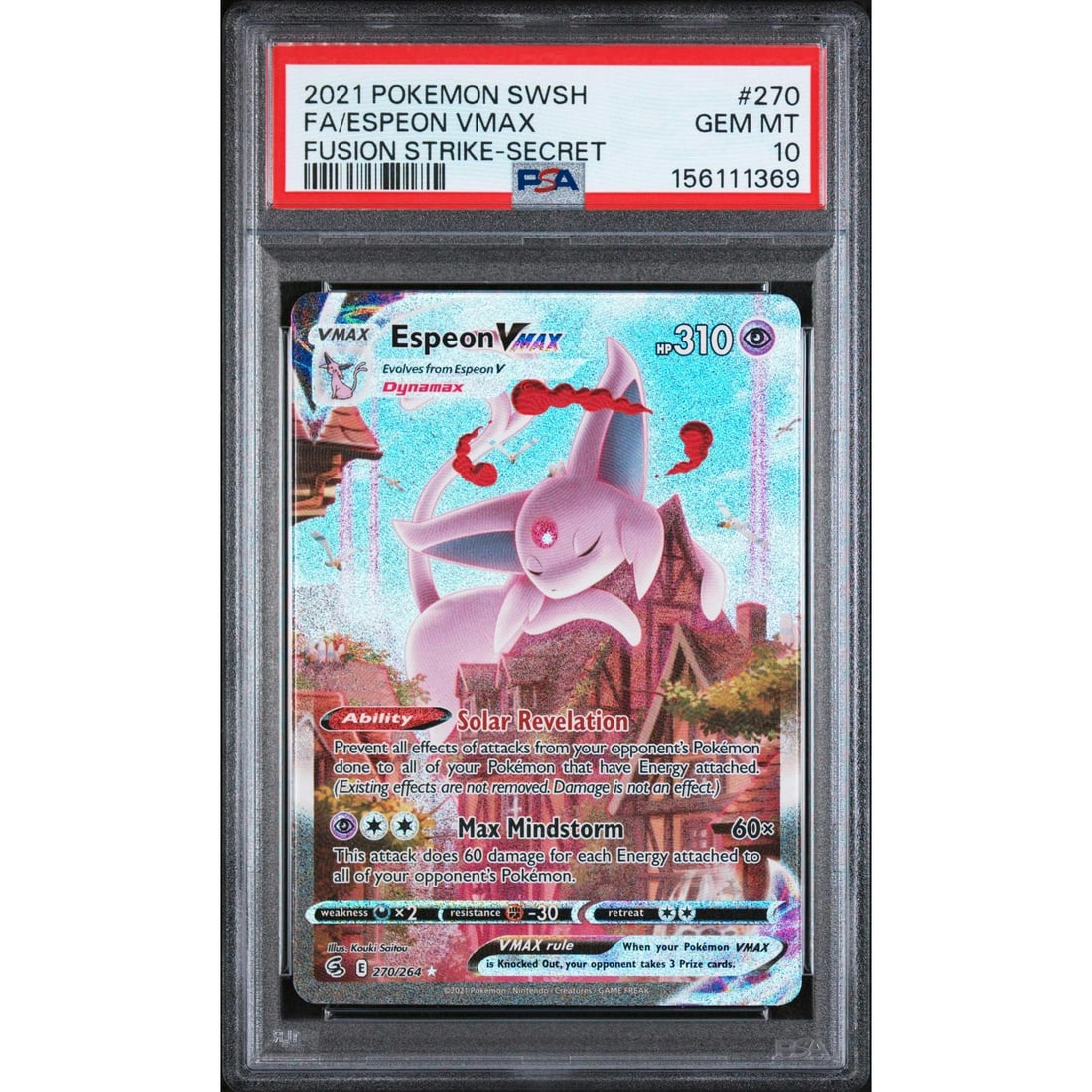 2021 Pokemon Fusion Strike Espeon VMax Secret #270 PSA 10 (1 of 3)