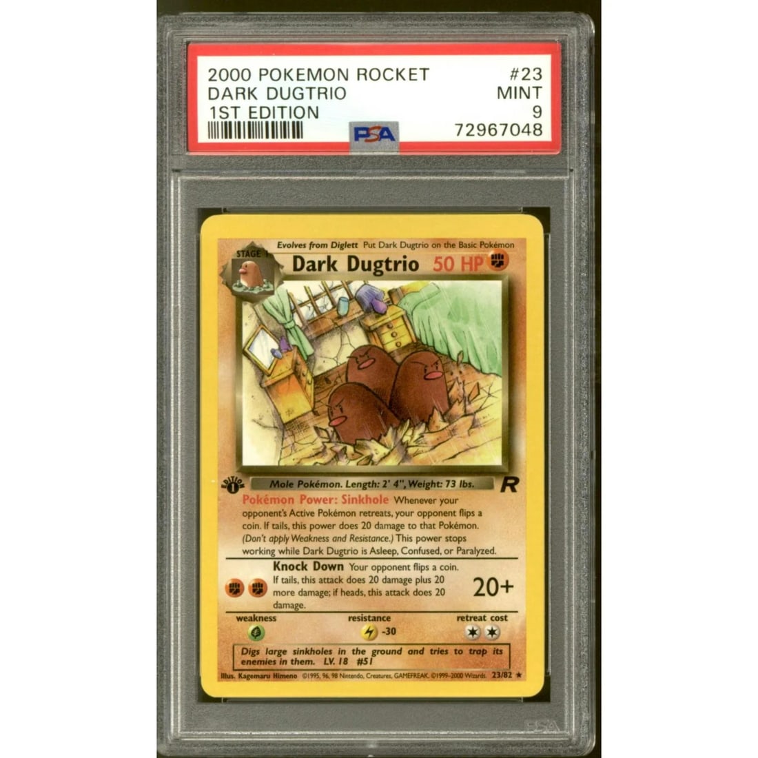 Pokemon Team Rocket 1st Edition Dark Dugtrio 23/82 PSA 9 (1 of 2)