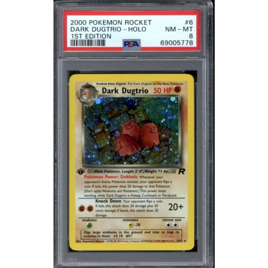 Pokemon Team Rocket 1st Edition Dark Dugtrio 6/82 PSA 8 (1 of 2)