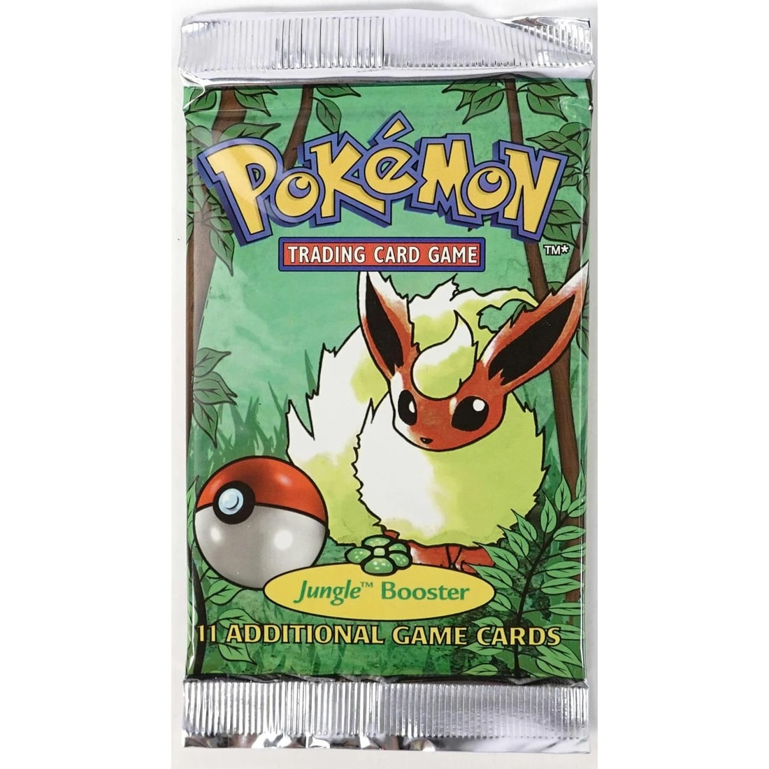 Pokemon Jungle Unlimited Factory Sealed Booster Pack - Flareon Art UNWEIGHED - Belgium Long Crimp (1 of 2)