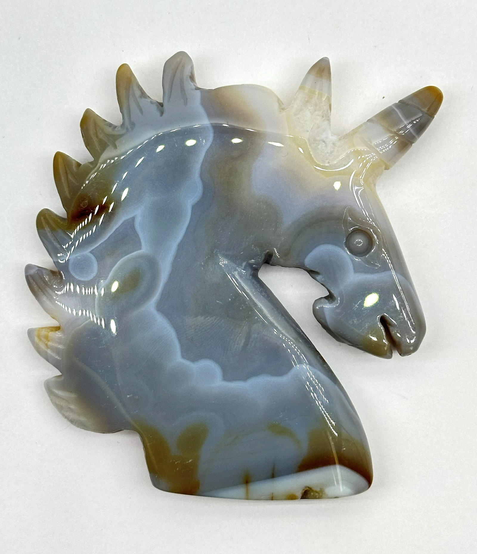 Carved Crazy Laced Agate Unicorn Drusy 184 Grams (1 of 4)