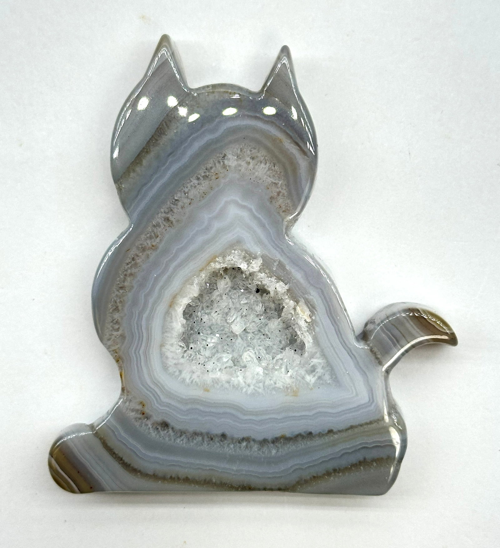 Lg Carved Crazy Laced Agate Drusy Cat 91 Grams (1 of 3)