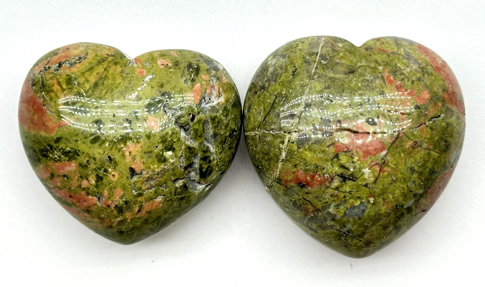 2 Unakite Hearts 159 Grams: 2 Unakite Hearts