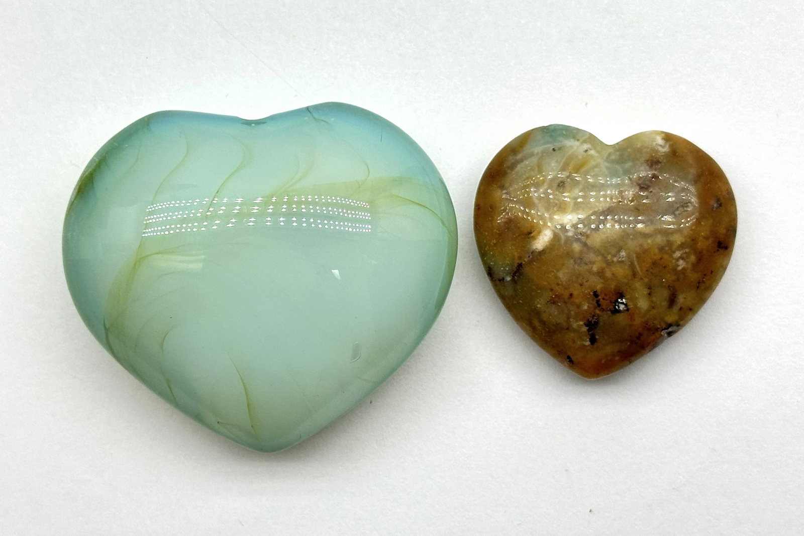 2 Carved Stone Hearts 56 Grams: 2 Carved Stone Hearts