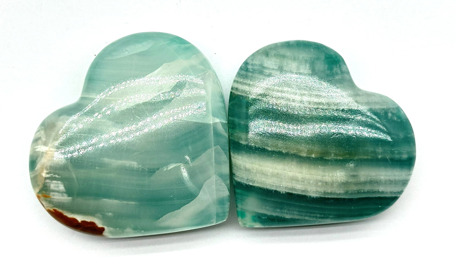 2- Lg Carved Caribbean Calcite 195 Grams: 2- Lg Carved Caribbean Calcite 195 Grams