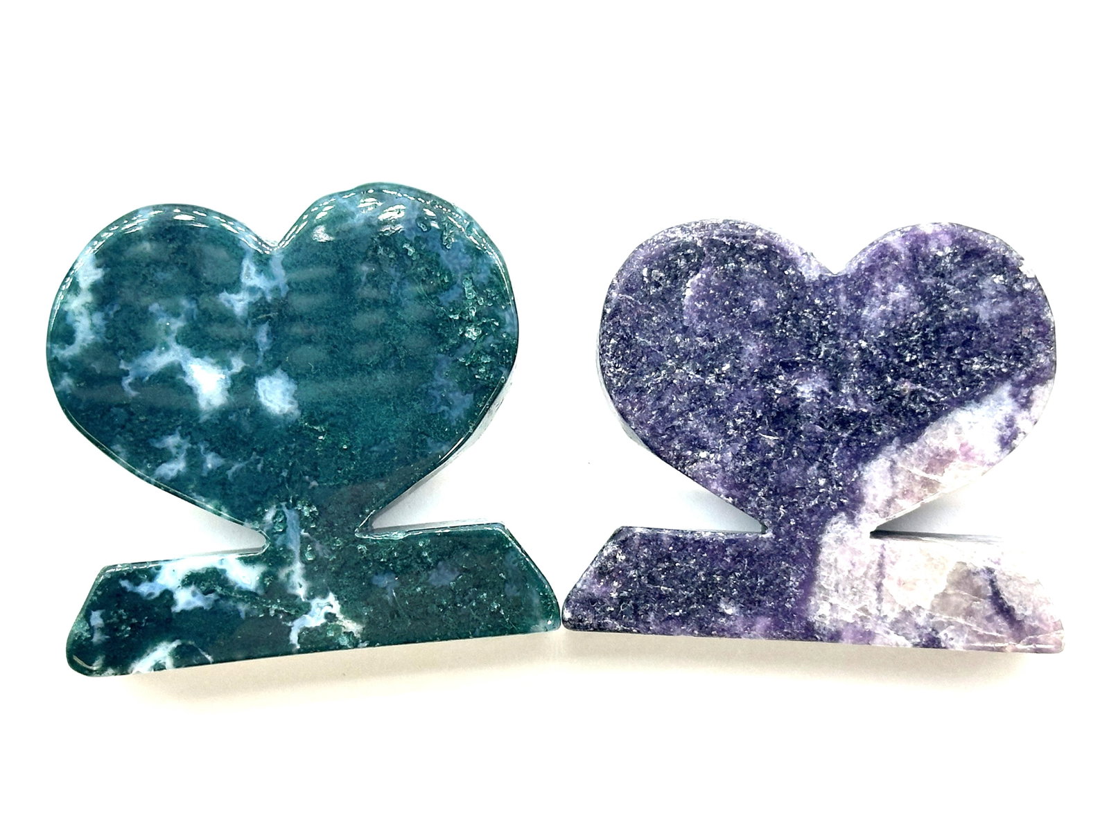2 Lg Carved Free Standing Sodalite Hearts .55 lbs: 2 Lg Carved Free Standing Sodalite Hearts .55 lbs