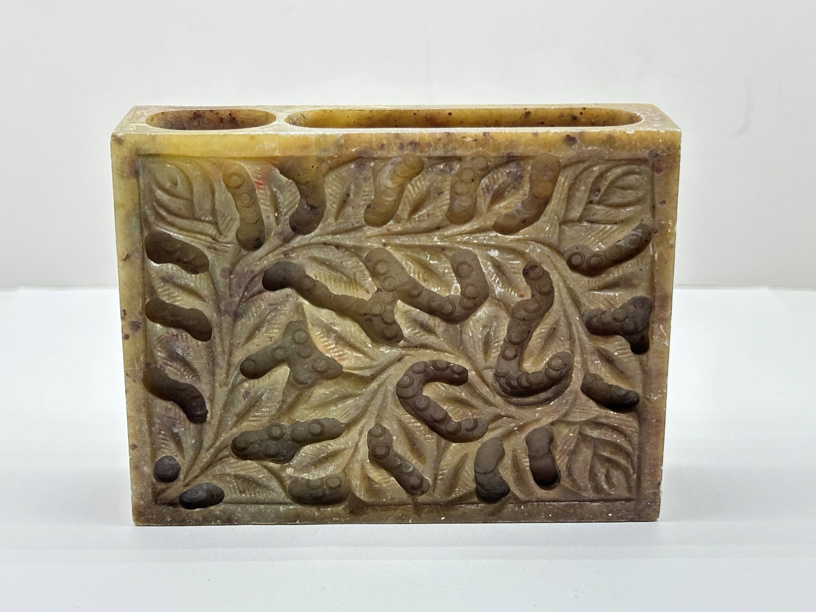 Carved Soapstone Card Holder 290 Grams: Carved Soapstone Card Holder 290 Grams