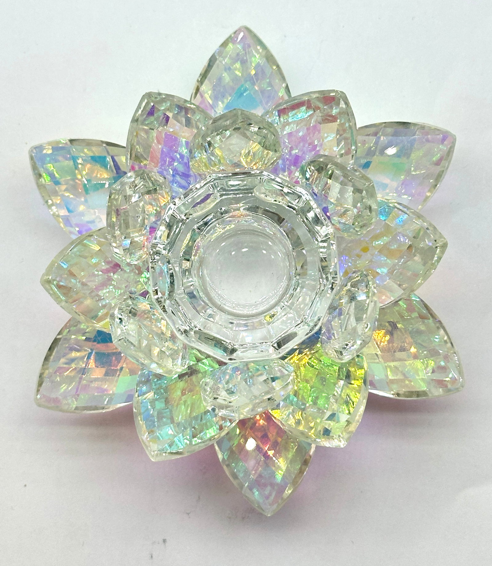 Very Lg Heavy Crystal Lotus Flower Candle Holder 265 Grams (1 of 4)