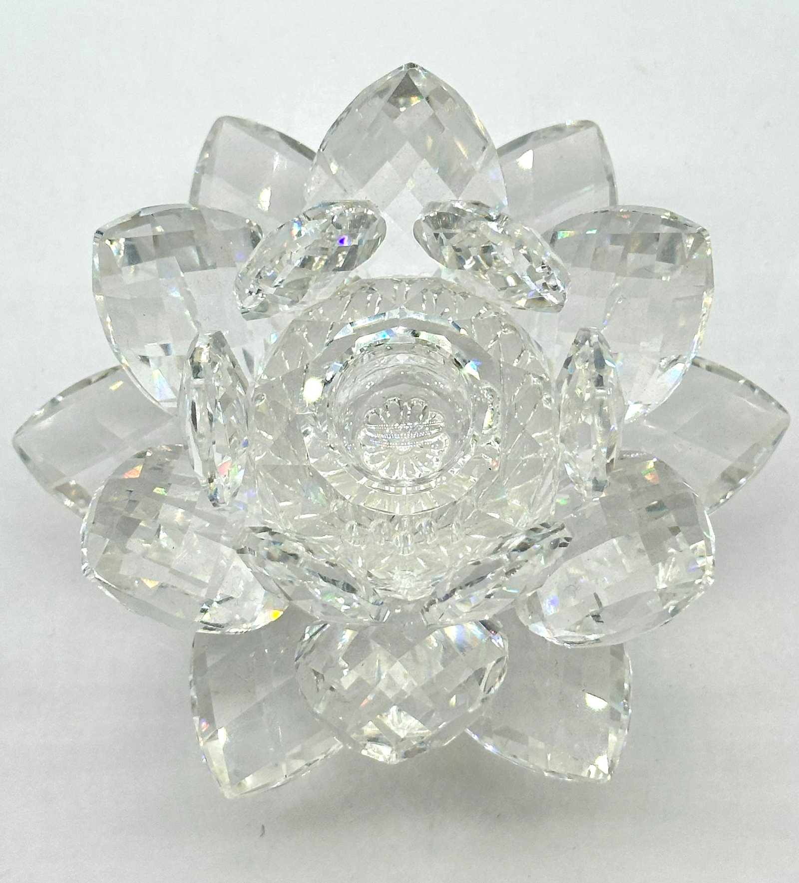 Very Lg Heavy Crystal Lotus Flower Candle Holder 312 Grams (1 of 3)