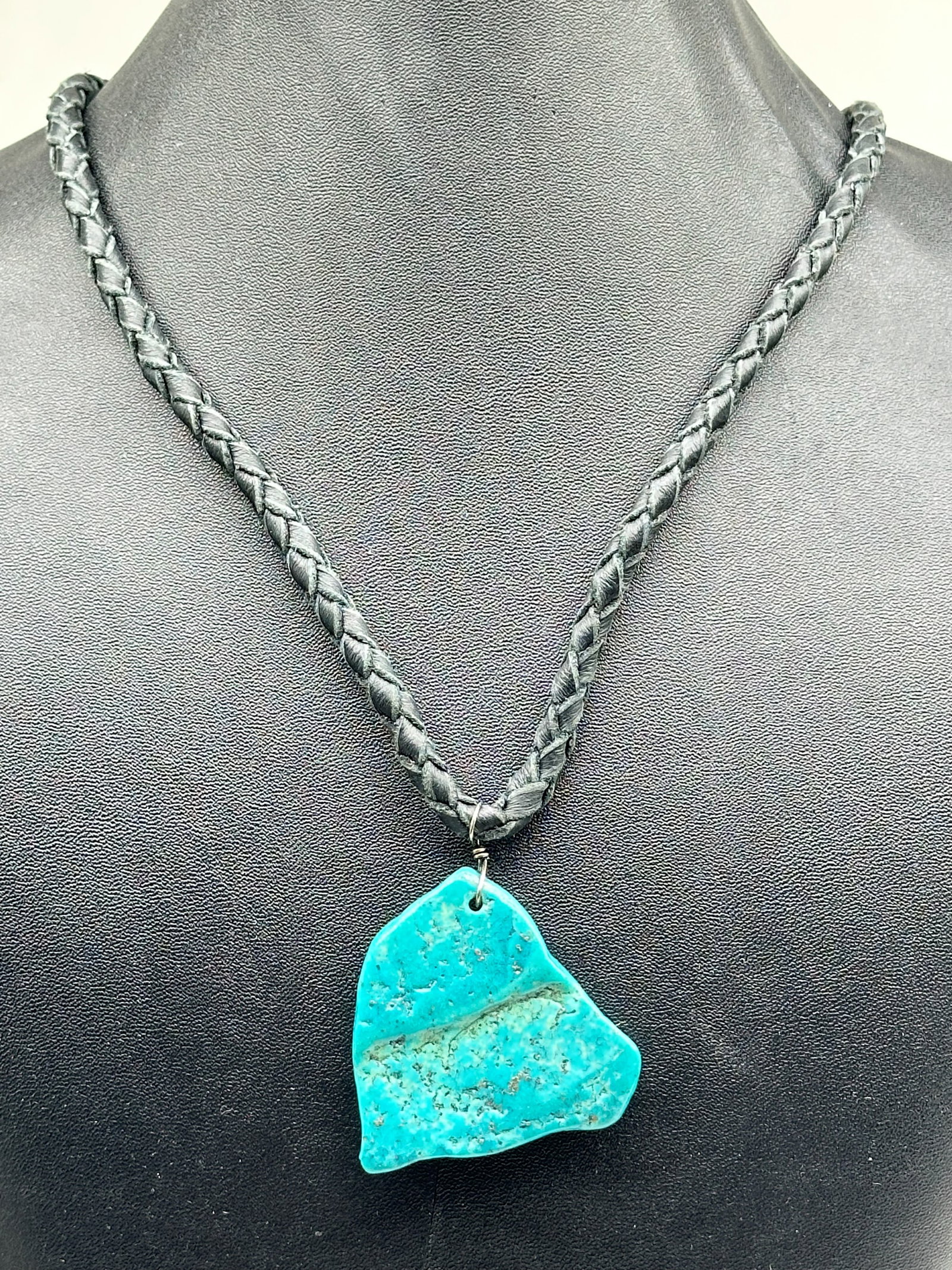 20" Leather Necklace/ Large Turquoise Pendant 30 Grams: 20" Leather Necklace/ Large Turquoise Pendant