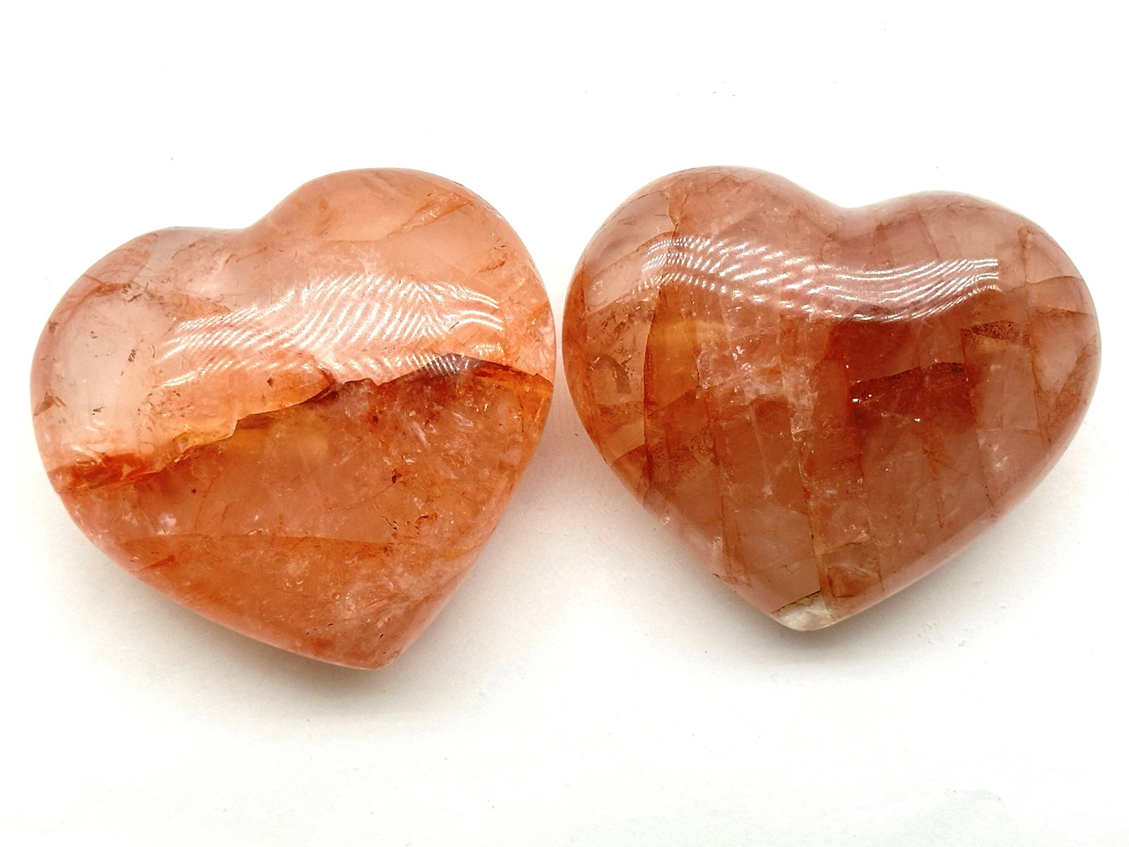 2 Large Carved Fire Quartz Hearts 1.75 lbs (1 of 3)