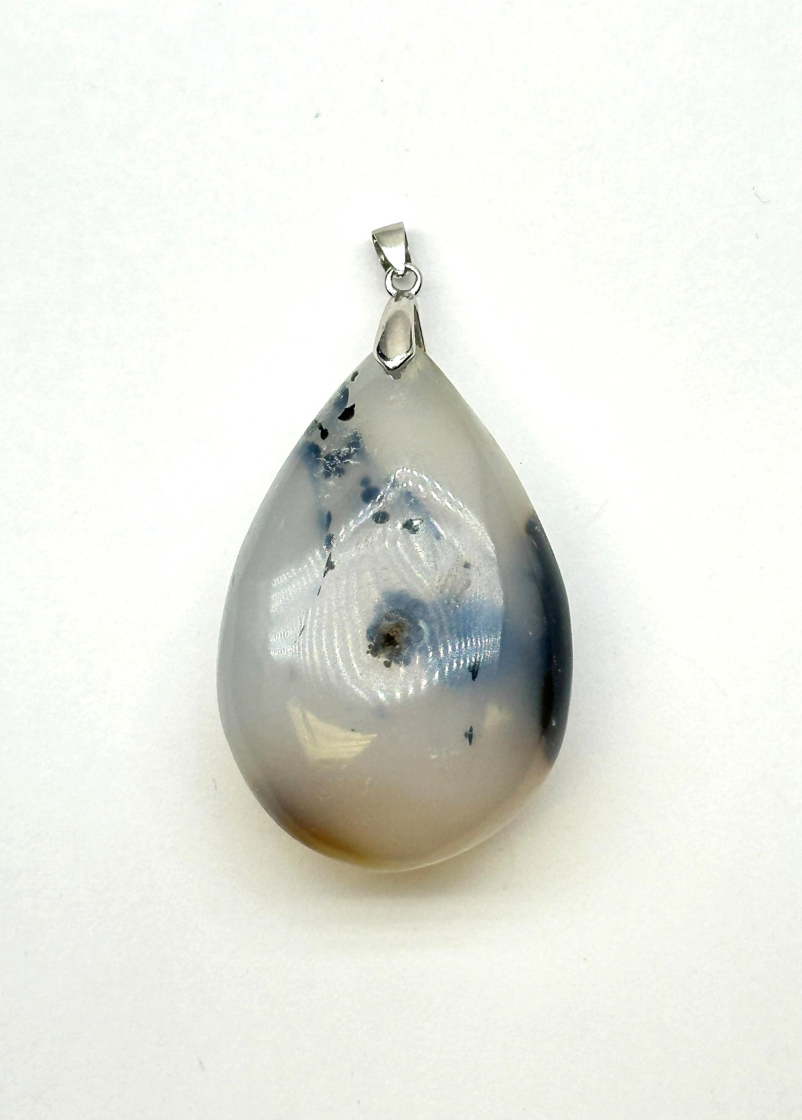 Lg Sterling Dendritic Opal Pendant 20 Grams: Lg Sterling Dendritic Opal Pendant 20 Grams