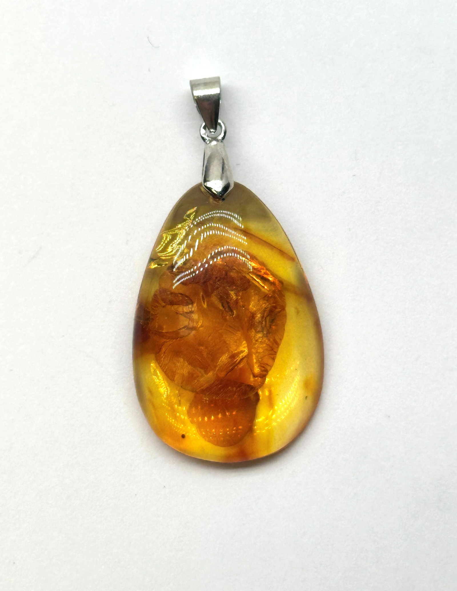 Sterling Amber Pendant 2 Grams: Sterling Amber Pendant 2 Grams