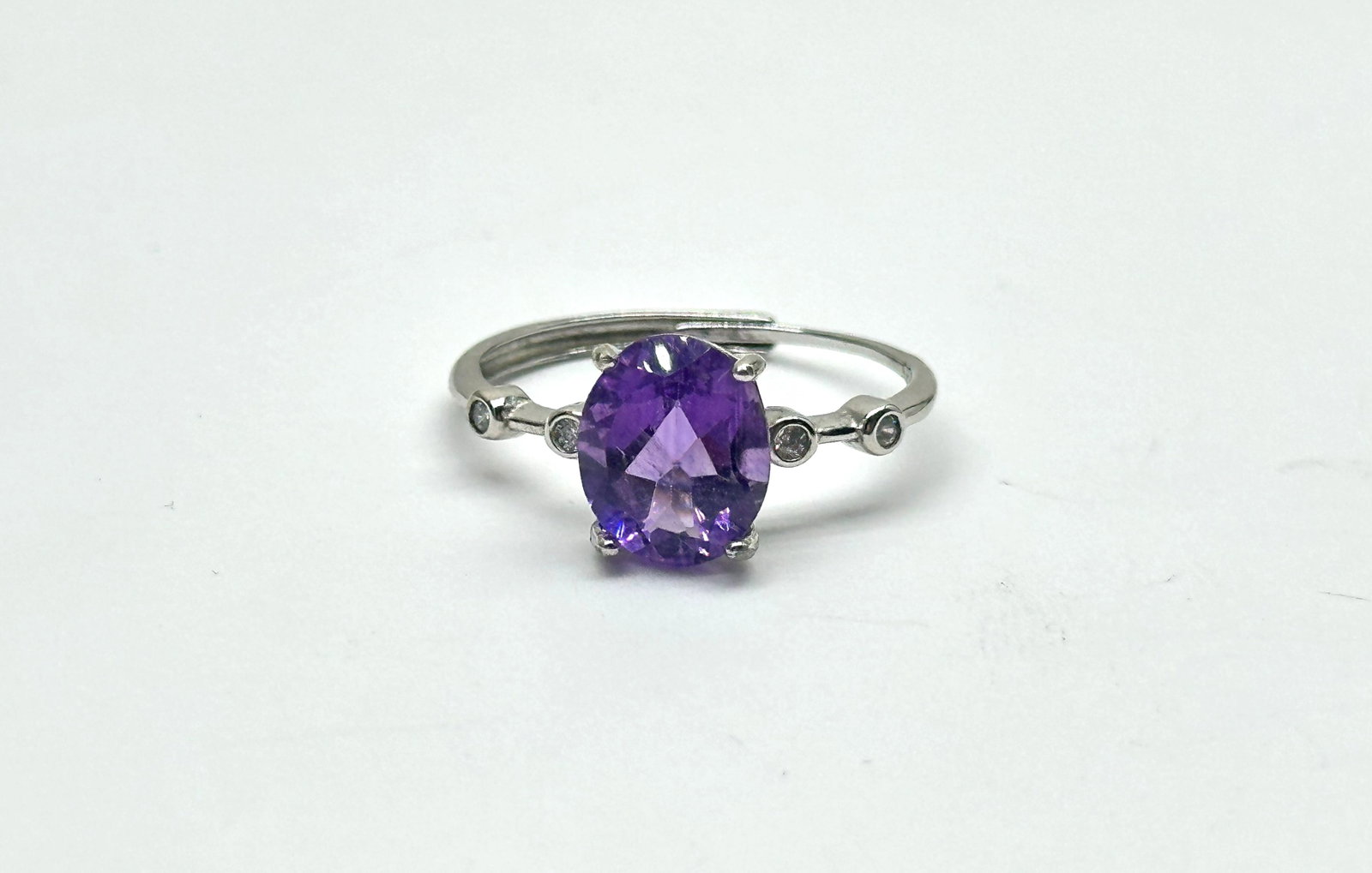 Sterling Amethyst Ring 2 Grams Size Adjustable: Sterling Amethyst Ring 2 Grams Size Adjustable
