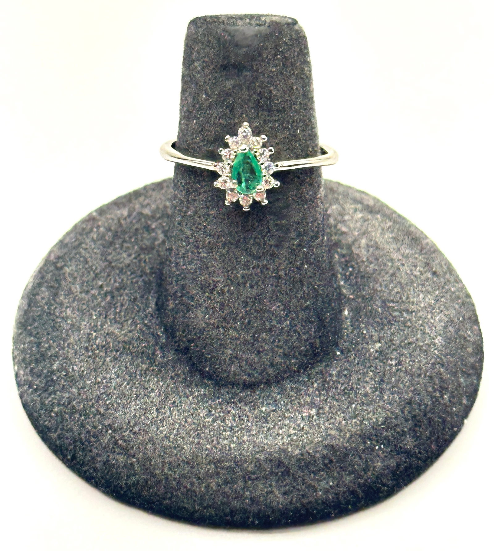 Sterling Emerald Ring 2 Grams Size Adjustable - 3