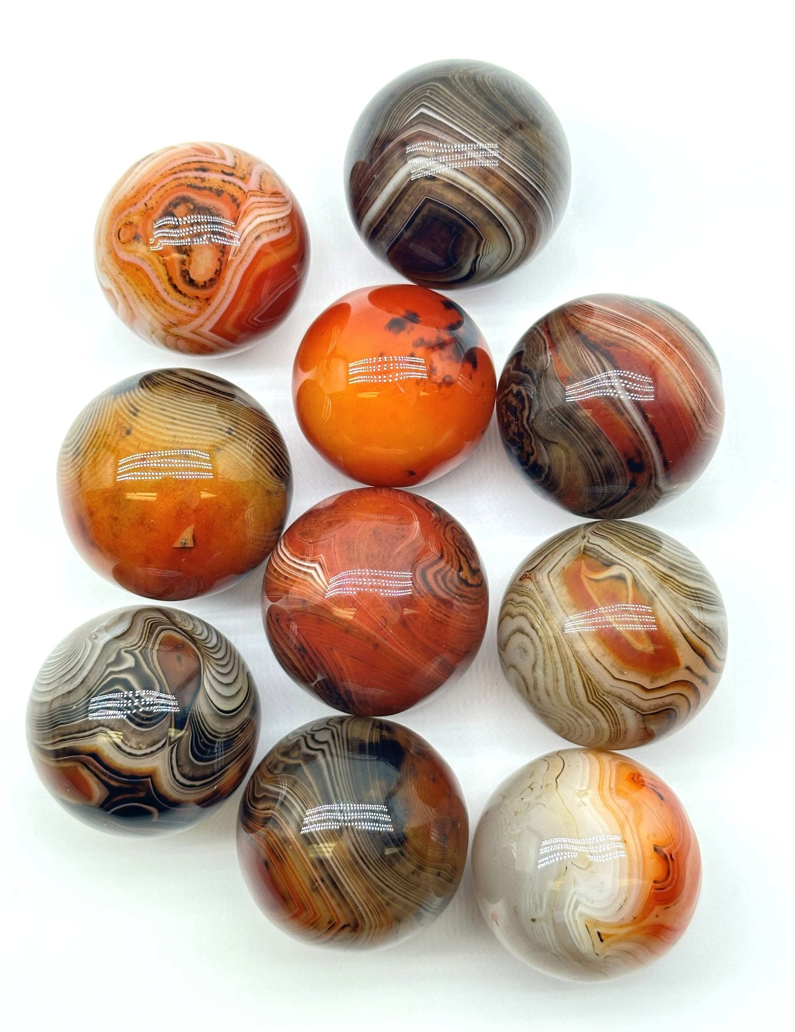10--Carnelian Agate Spheres 1.23 lbs (1 of 3)
