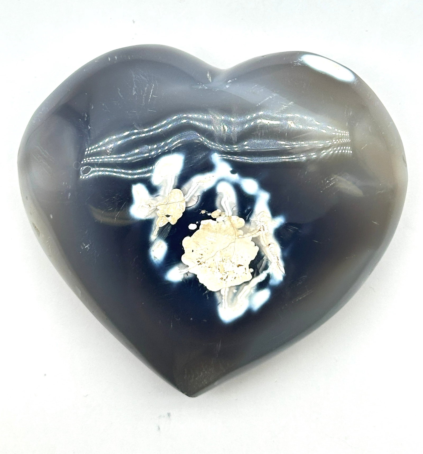 Large Orca Agate Heart .86 Lbs: Large Orca Agate Heart .86 Lbs