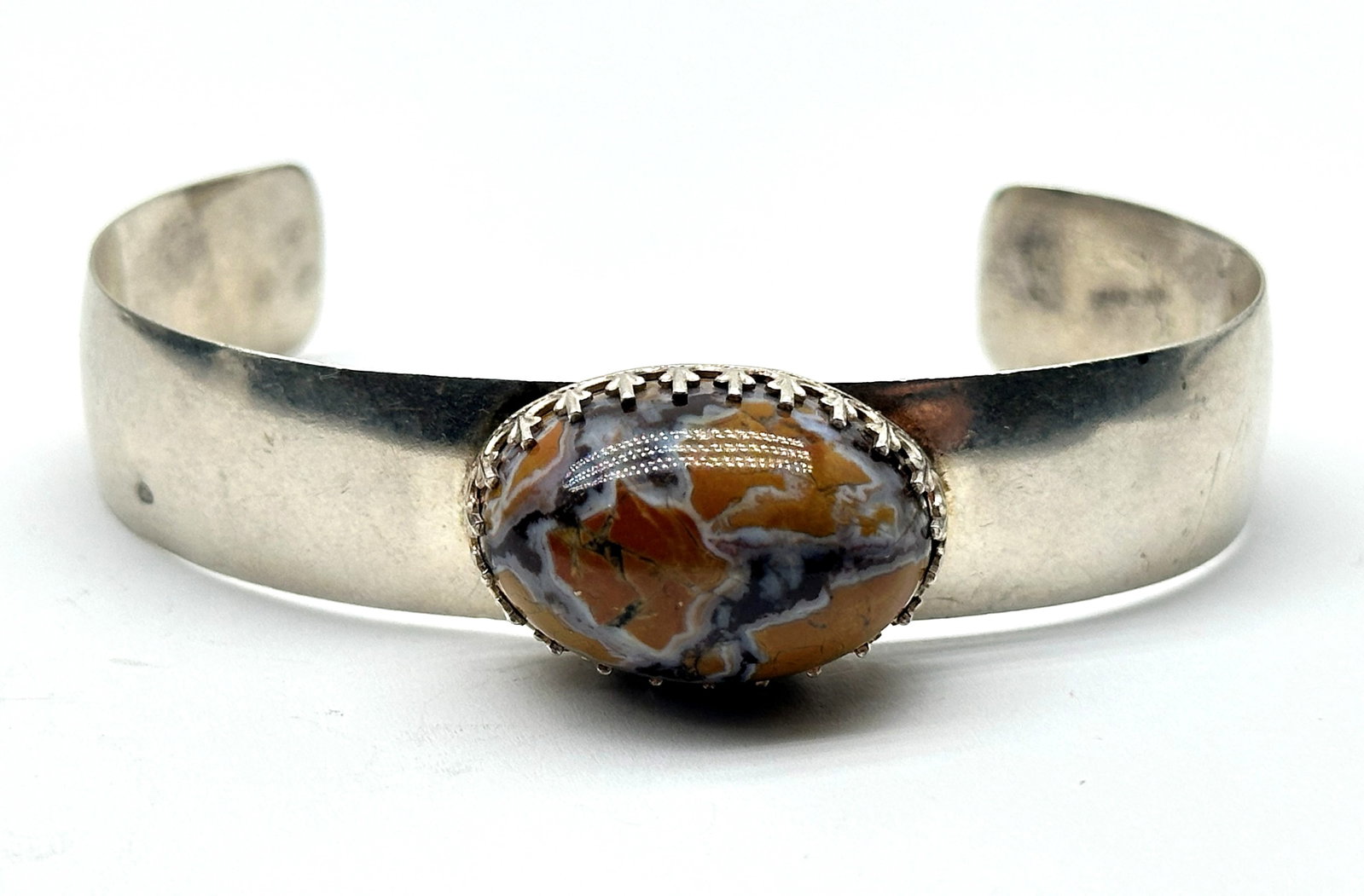 7" Sterling Brecciated Jasper Cuff 37 Grams: 7" Sterling Brecciated Jasper Cuff 37 Grams