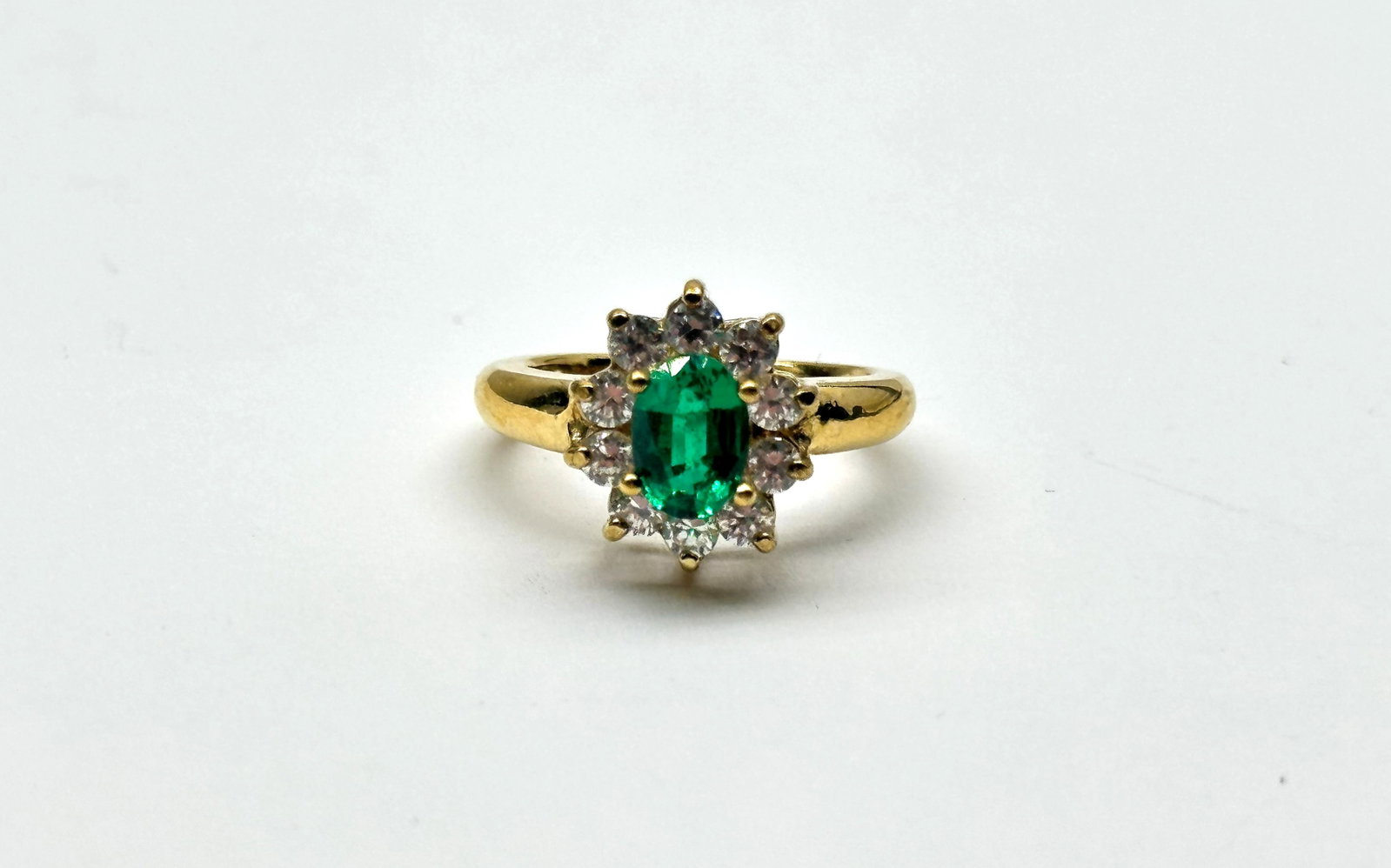 Sterling Green Spinel/CZ Gold Over 925 Ring 4 Grams Size 5: Sterling Green Spinel/CZ Gold Over 925 Ring 4 Grams Size 5