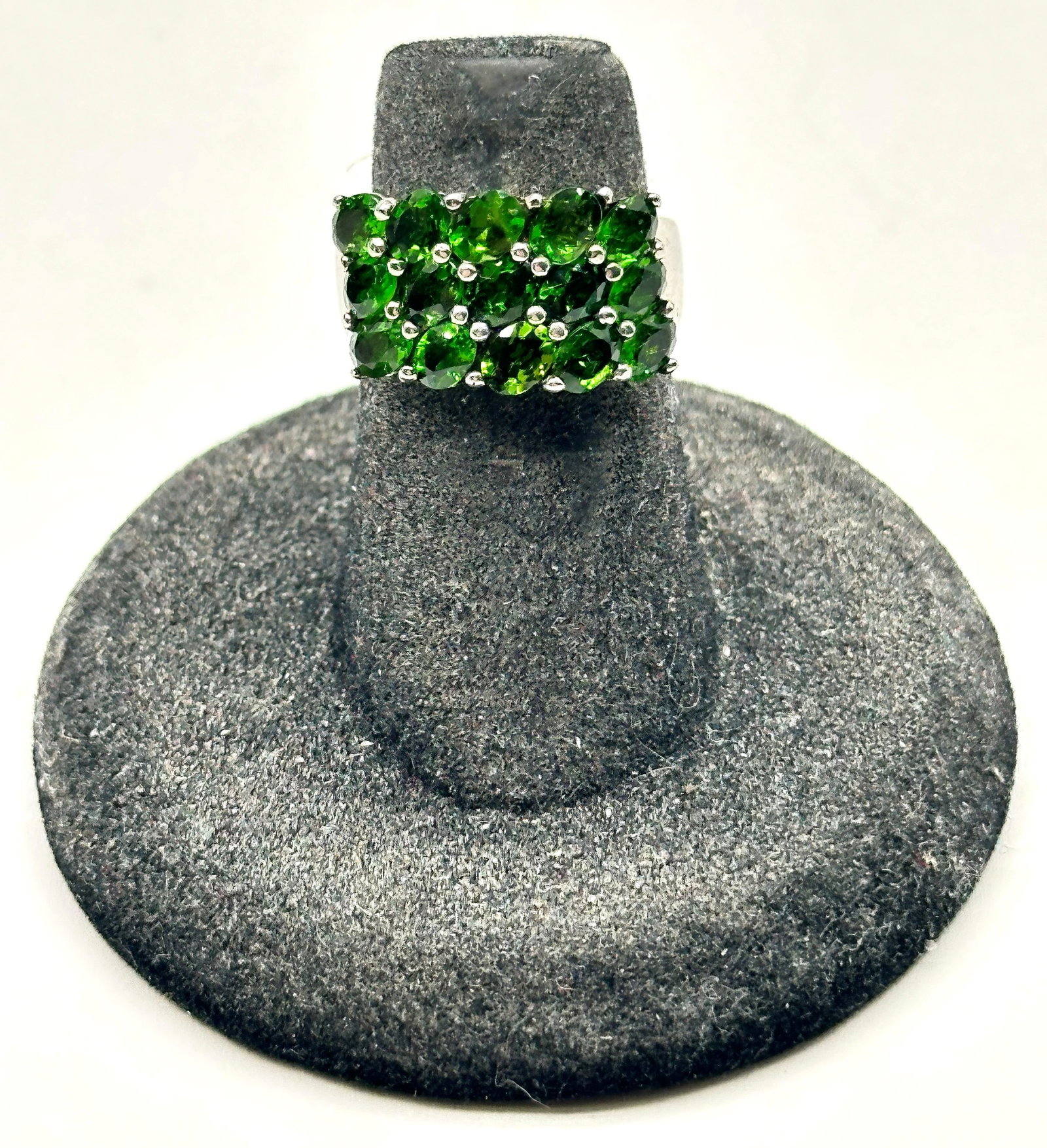 Large Sterling Chrome Diopside Ring 3 Grams Size 4.75: Large Sterling Chrome Diopside Ring 3 Grams Size 4.75