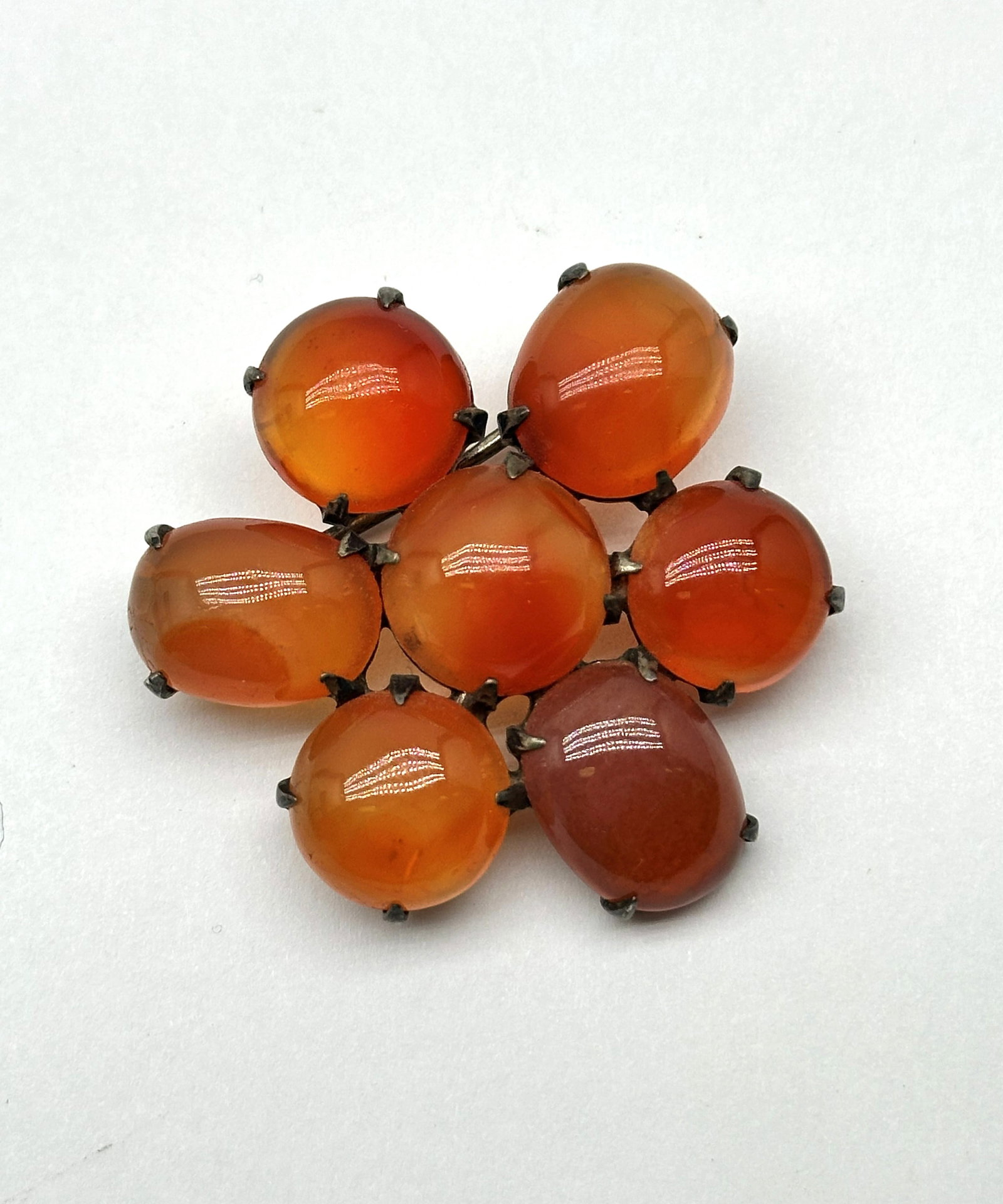 Large Vintage Sterling Amber Brooch 15 Grams (1 of 4)