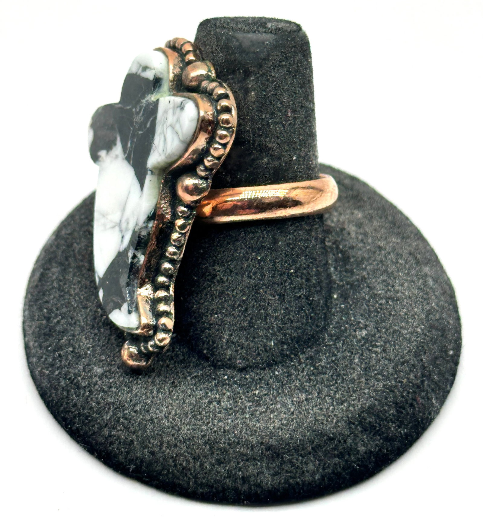 Copper White Buffalo Ring 13 Grams Size Adjustable - 2