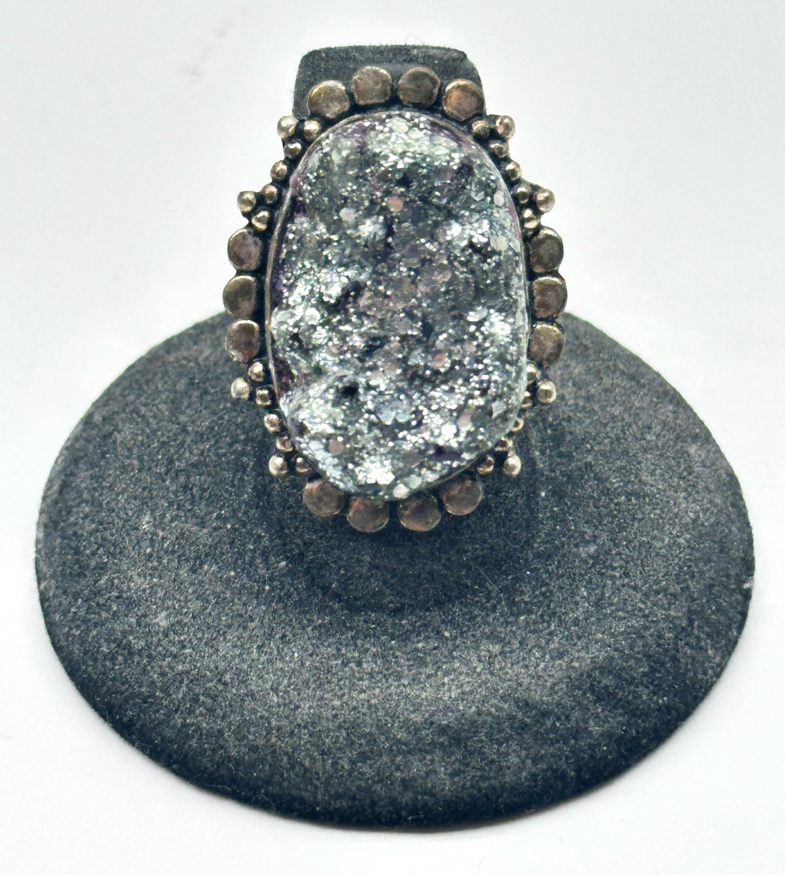 Large Drusy Sterling Ring 12 Grams Size 7.5 (1 of 4)