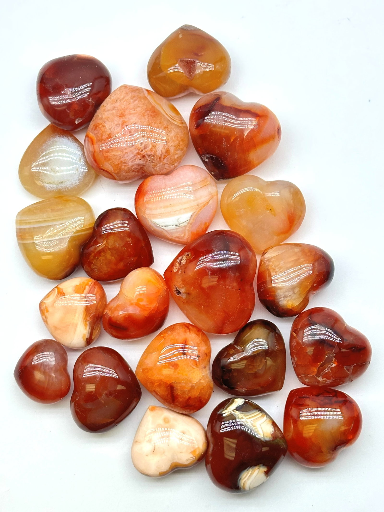 Many Carved Carnelian Agate Hearts 1.09 lbs (1 of 2)