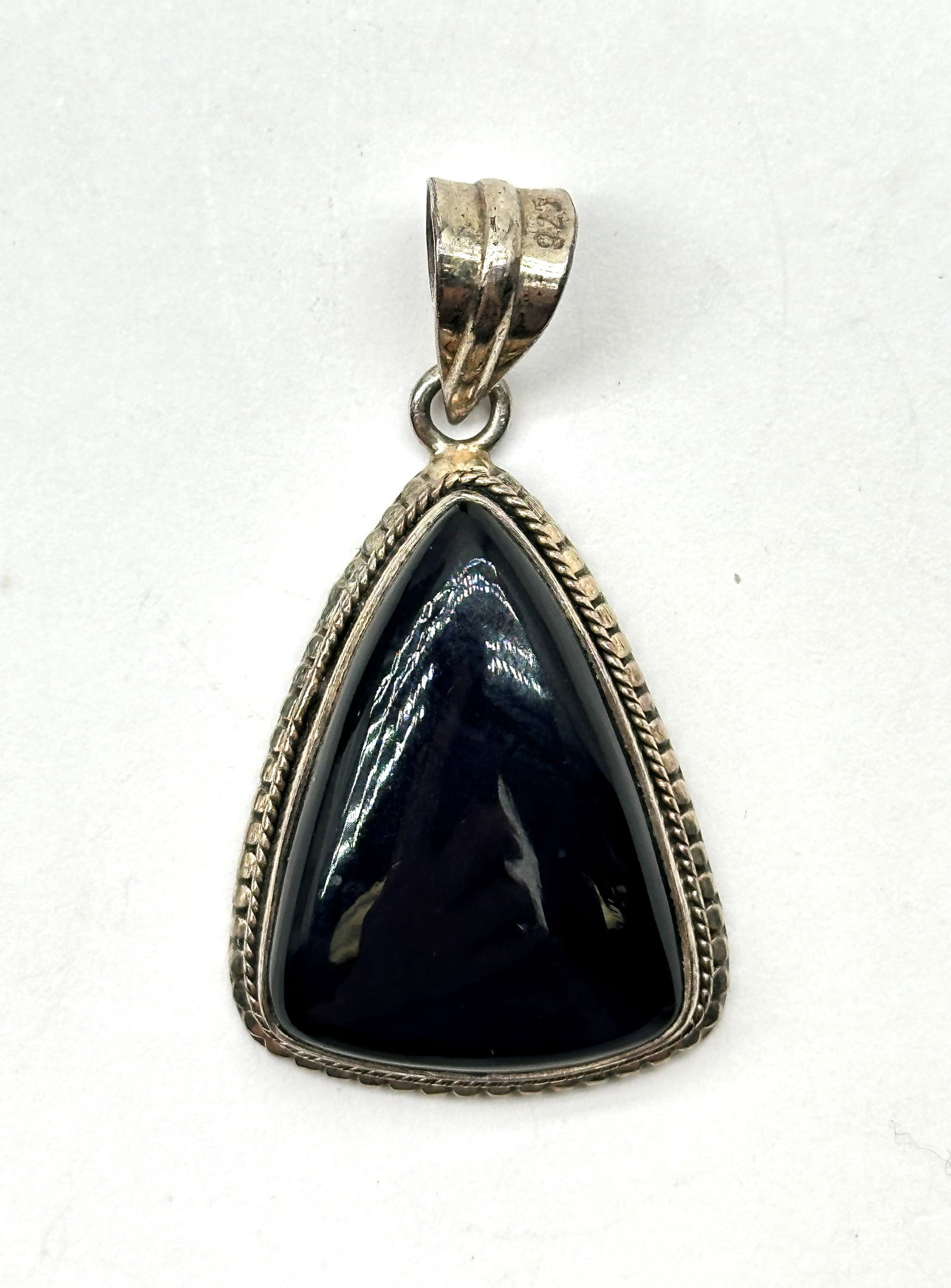 Lg Black Onyx Sterling Pendant 13 Grams (1 of 4)