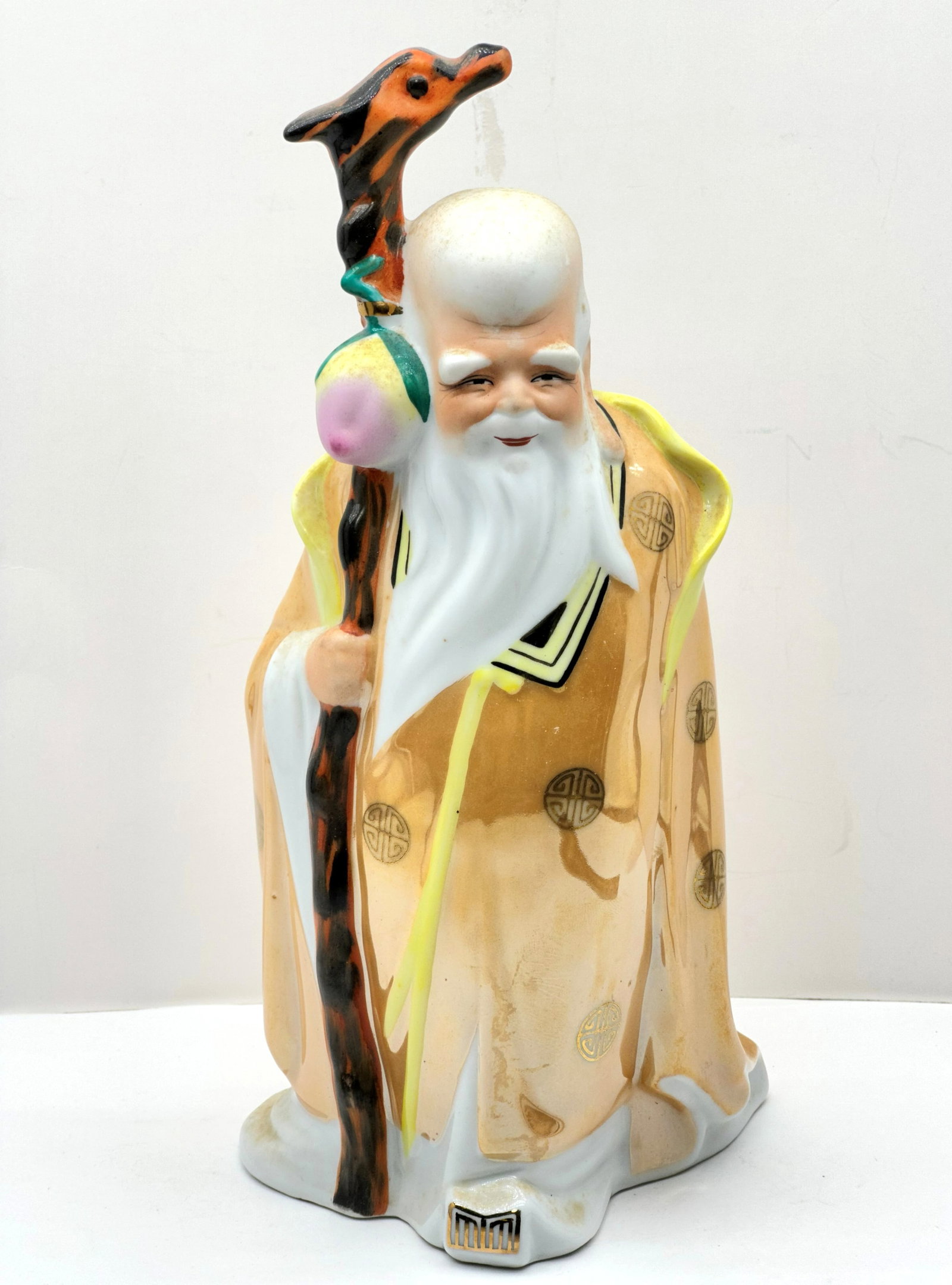 Lg Vintage Hand Painted Porcelain Chinese Statue: Lg Vintage Hand Painted Porcelain Chinese Statue