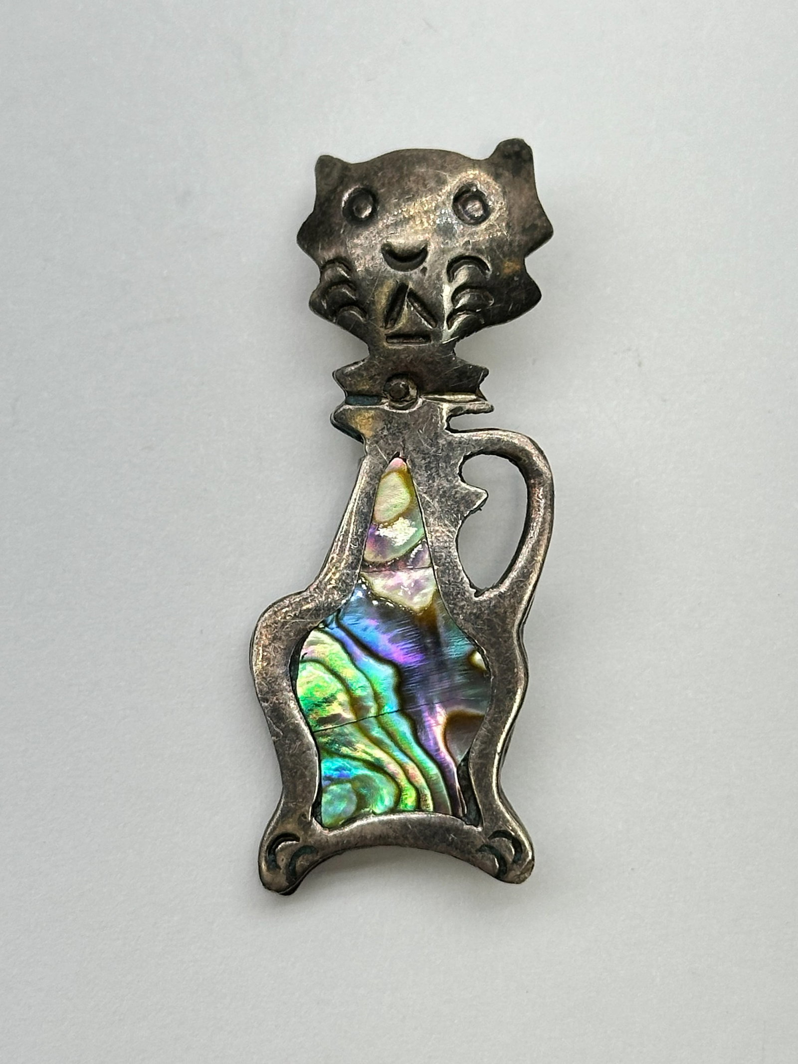 Lg Vintage Sterling Mexico Abalone Pin (1 of 4)