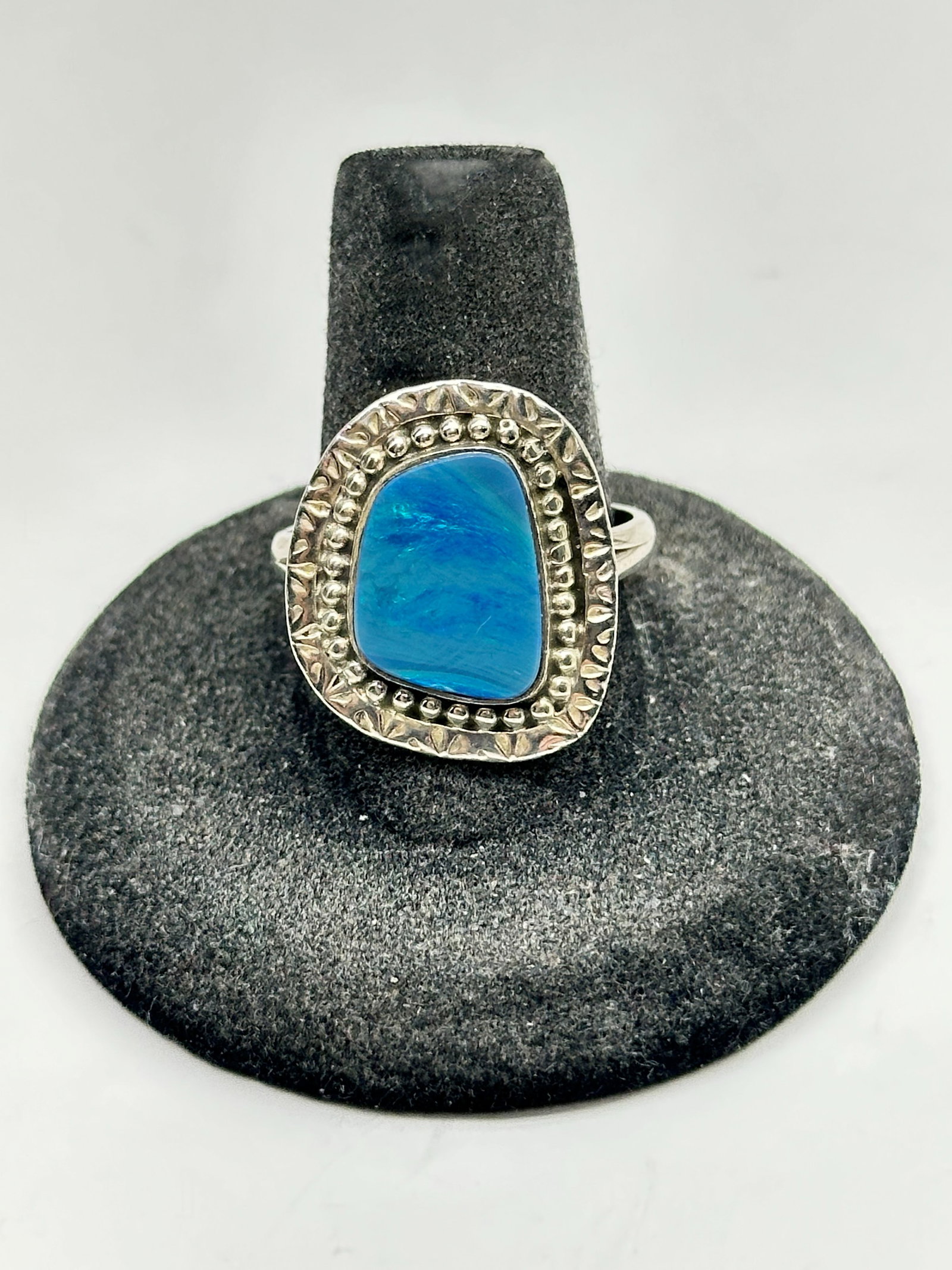 Sterling Australian Blue Opal Ring 7 Gram Size 10 (1 of 3)