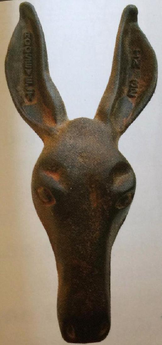 CAST IRON DONKEY BOOT JACK - 10" LONG: Marked Roosevelt in 32