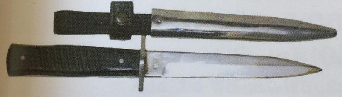WW2 GERMAN NAZI BOOT DAGGER W/ SHEATH - 5.5" LONG: Blade marked Gottlieb Hammesfahr Solingen Foche