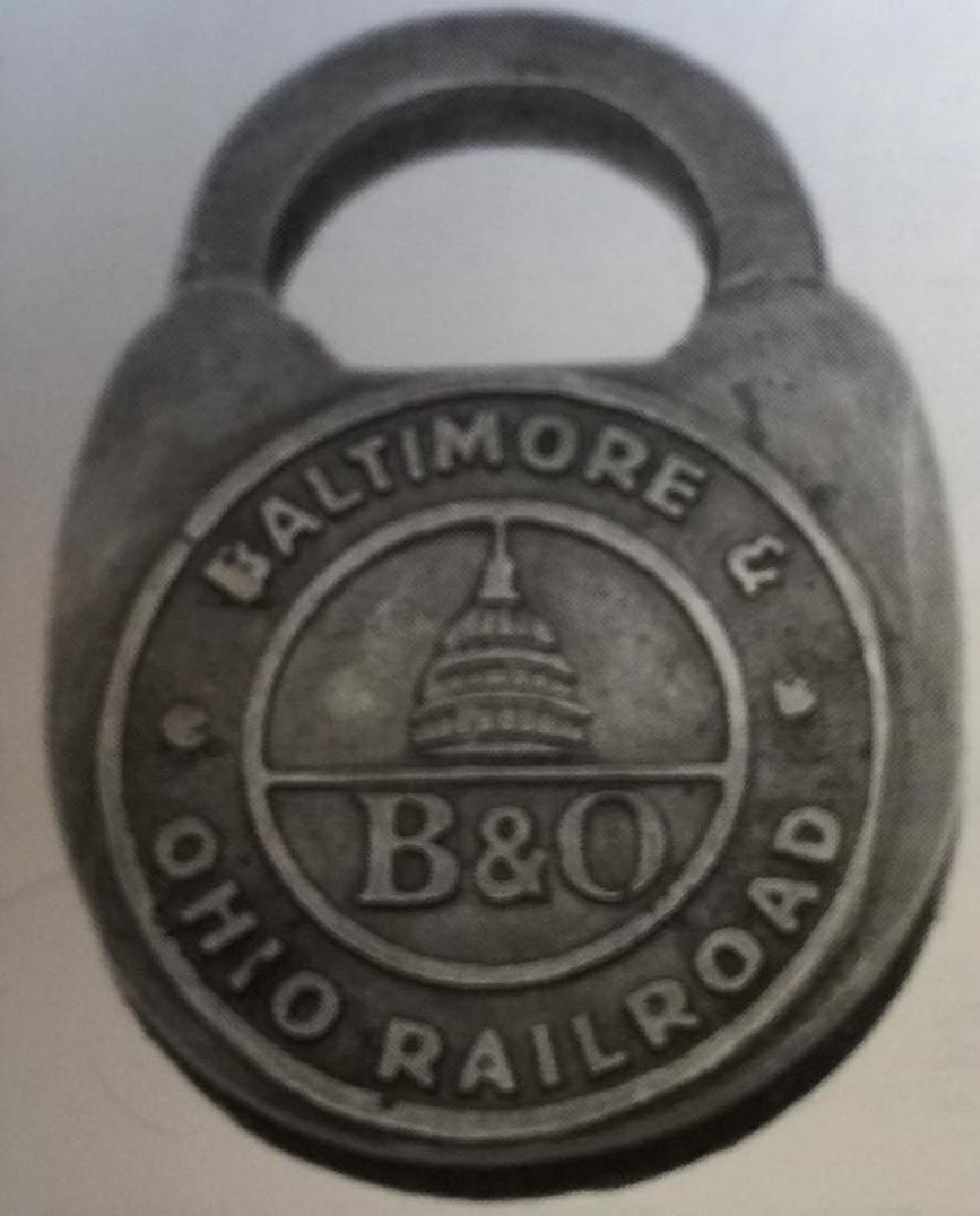 B & O RAILROAD LOCK BALTIMORE AND OHIO W/ KEYS - 4" X: N/A