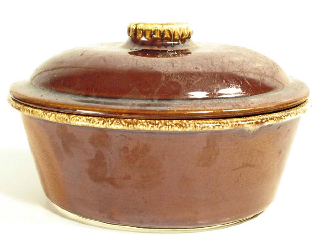 VINTAGE HULL BROWN DRIP CASSEROLE DISH W/ LID - 10" X: N/A