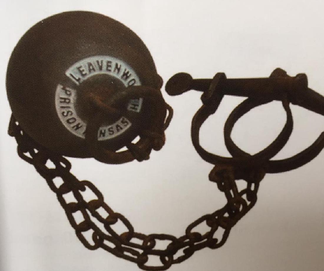 LEAVENWORTH CAST IRON LEG CUFF W/ BALL AND CHAIN: N/A