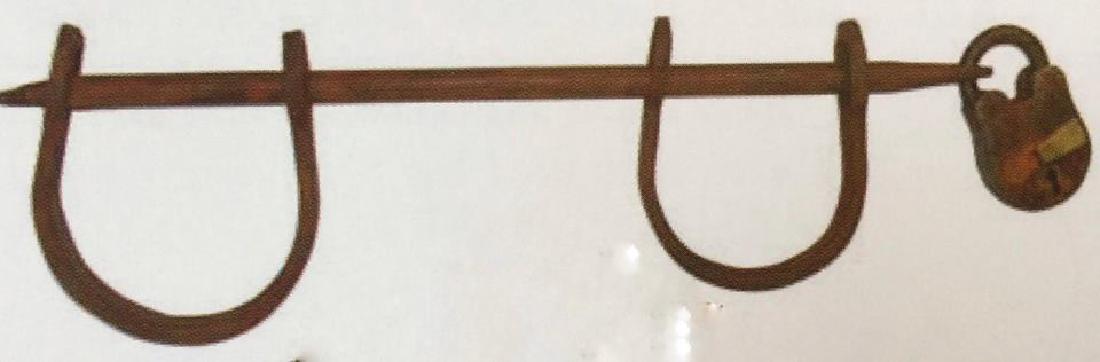 CAST IRON SLAVE CUFFS W/ LOCK AND KEY - 13" LONG: N/A