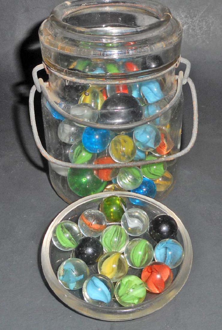 VINTAGE GLASS JAR FILLED WITH VINTAGE MARBLES (1 of 1)