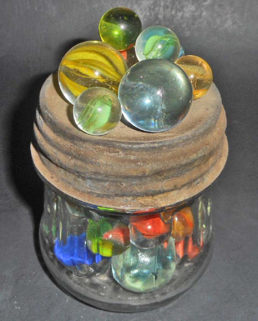 VINTAGE GLASS JAR FILLED WITH VINTAGE MARBLES (1 of 1)