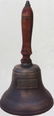 CHICKEN RANCH BRASS AND WOODEN HAND BELL - 9" TALL