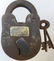 PONY EXPRESS CAST IRON PADLOCK W/ KEYS - 3" X 5"